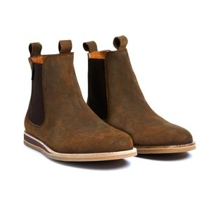 Hari Mari Men's Odessa Waxed Leather Saddle Chelsea Boot Size 11 Brown